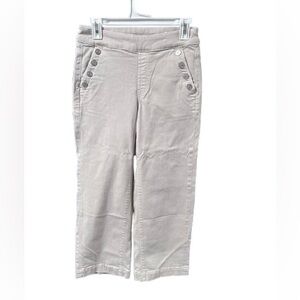 Chico’s Pull on wide leg crop khaki Button-Accent Pants